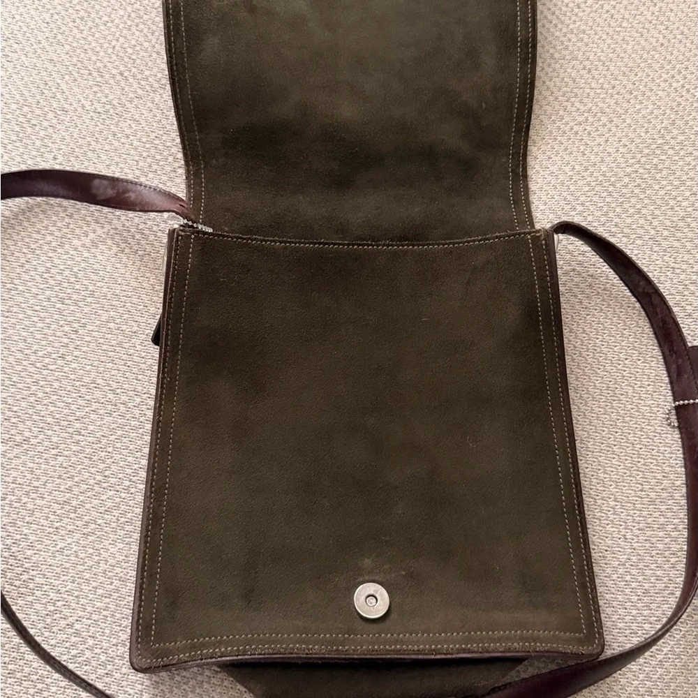 Rare Vintage Coach Olive Suede Leather Crossbody Bag - Picture 12 of 12